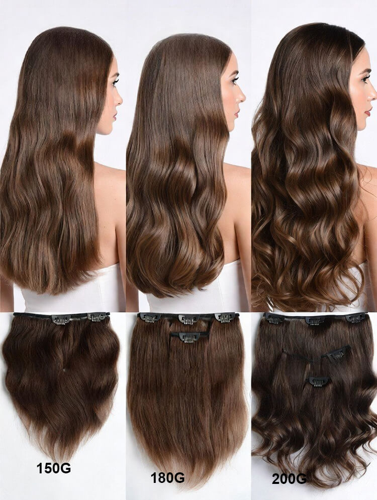 150g vs 180g vs 200g Human Hair Clip In Extensions Full Comparison