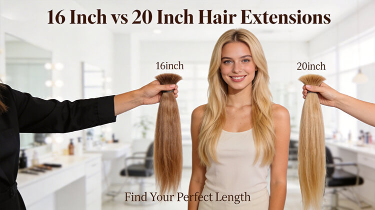 Extensiones de cabello con cinta adhesiva de 16 vs 20 pulgadas