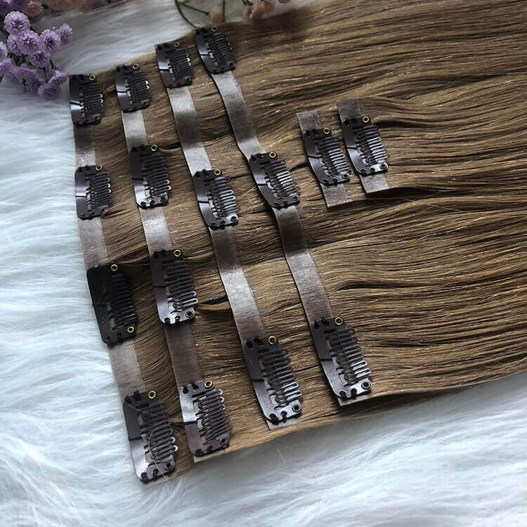 Extensiones de cabello humano Jiffy Hair con clip de poliuretano