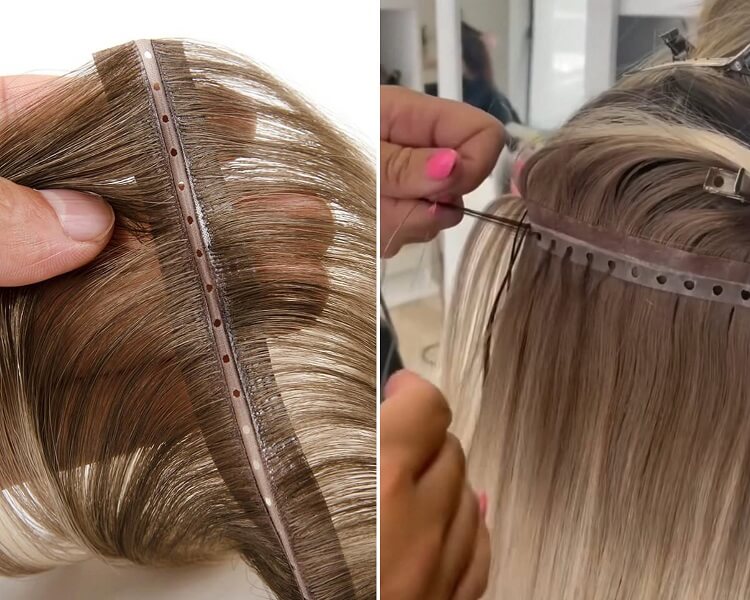 cortinas de cabello humano estilo mariposa