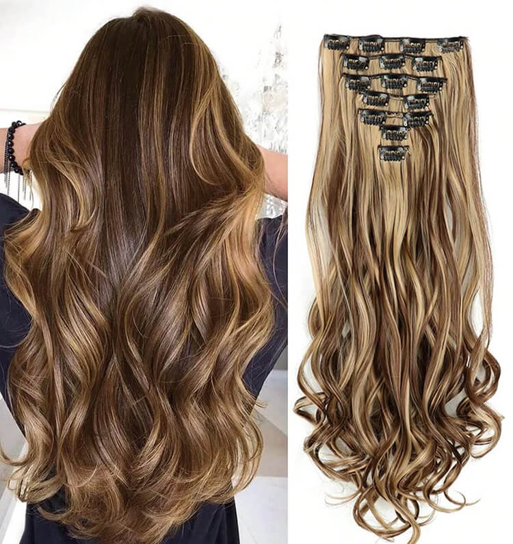 human hair clip in extensions