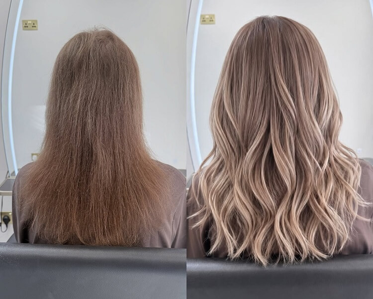 k tip hair extension before and after