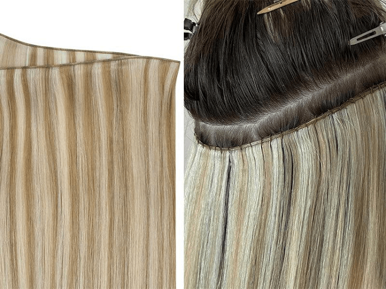 Close-up of an ultra-flat Genius Weft edge with minimal return hair